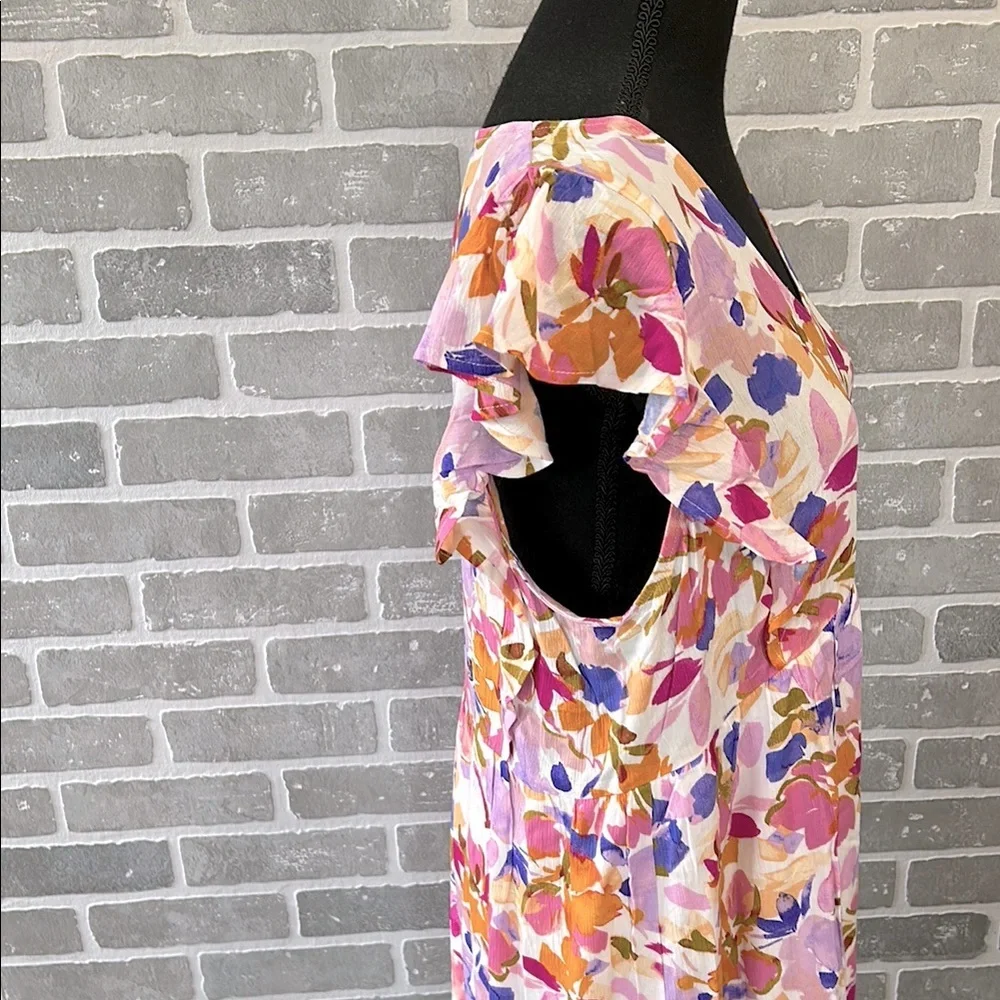 Andree by Unit Floral Flutter Sleeve Mini Dress Size L NWT Spring Boutique